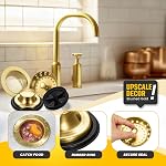 4 Pcs Brushed Gold Kitchen Sink Accessories Garbage Disposal Splash Guards 3.4'' Sink Drain Strainer and Stopper Stainless Steel Garbage Disposal Plug for Kitchen Drain Strainer