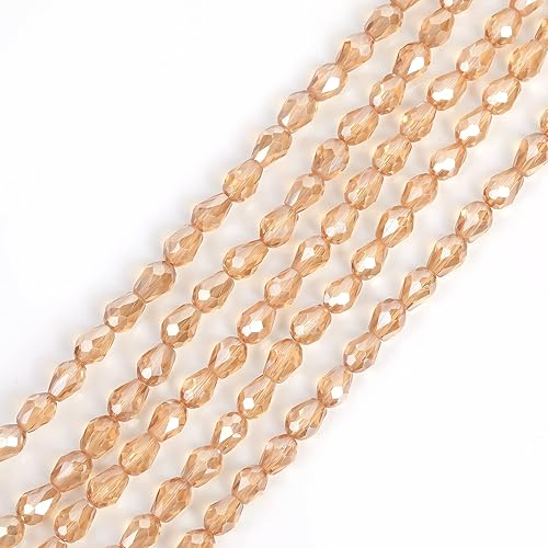 330 cuentas de cristal de lágrima dorada de Li.Champagne para la fabricación de joyas, cuentas espaciadoras sueltas de color AB con forma de agujero