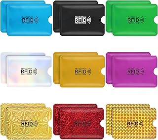 Rfid Blocking Sleeves (18 Credit Card Sleeves Rfid Blocking In 9 Colors Rfid Credit Card Holder) Identity Theft Protection Secure Sleeve Rfd Protective Credit Card Holder Sleeves for Cards