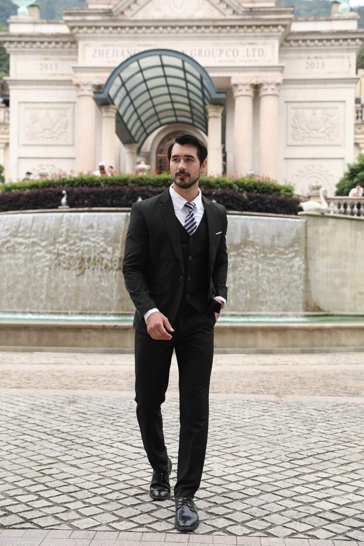 Allthemen Anzug Herren Slim Fit 3 Teilig Anzüge Modern Herrenanzug 3-Teilig Sakko Hose Weste für Business Hochzeit