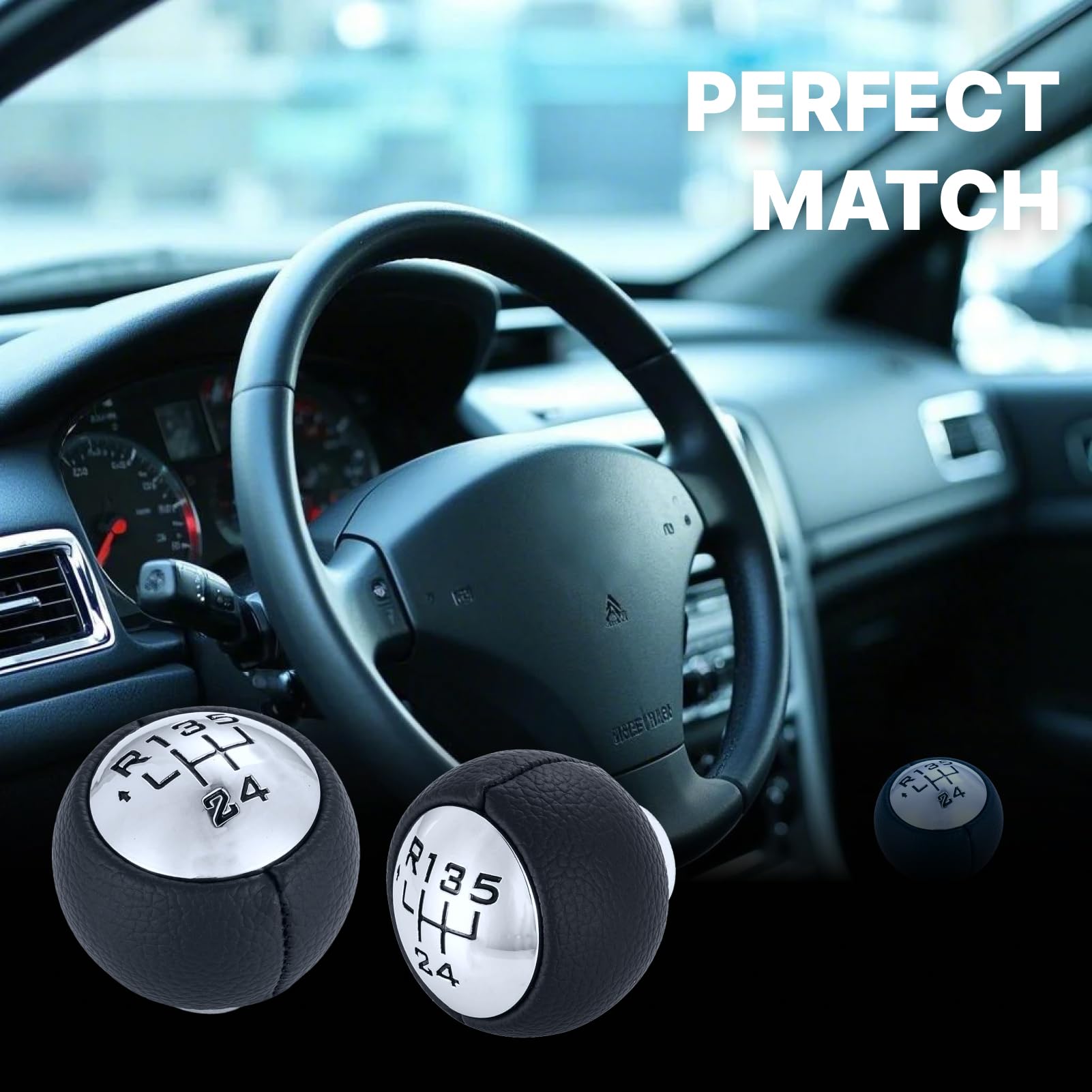 Hugfads Pomello Leva Cambio per Esperto 2004-2007, Pomello Cambio Citroen C3 ,Pomello Cambio Universale,Peugeot 807 2002-2011 - Resistente al Calore,Design Ergonomico,Migliora l'Esperienza di Guida
