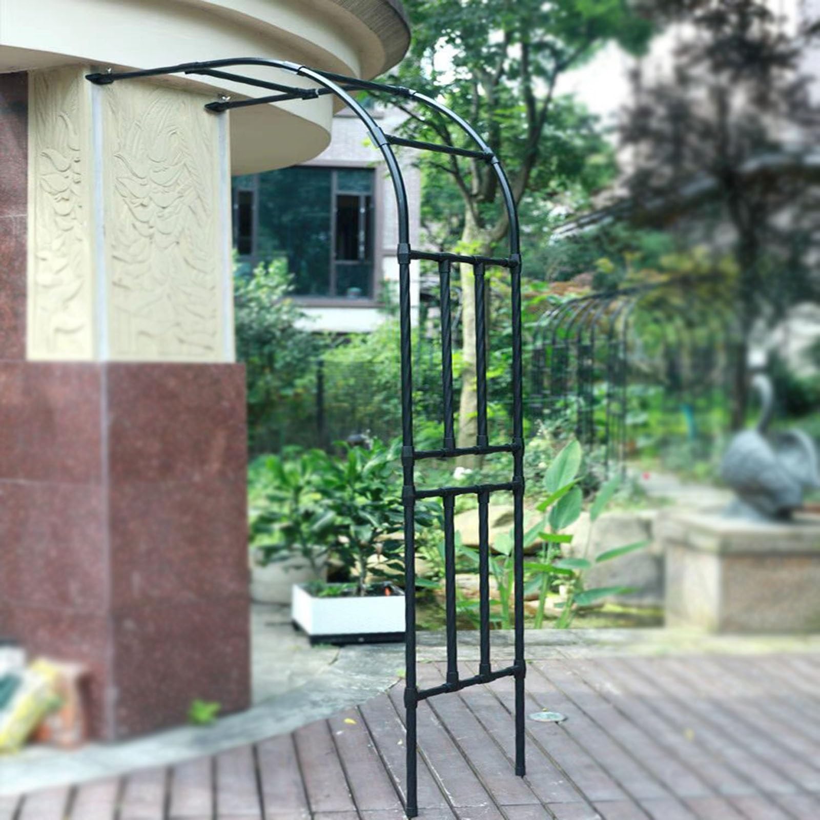 Half Arch Decorative Garden Arch Half Side Trellis Archway Metal Arbor Arches for Various Climbing Plant Width60-300cm High 240cm (Size : W60xH240cm/W2xH7.9ft)