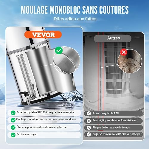 VEVOR Sistema di Filtraggio Acqua a Gravità Sistema in Acciaio Inox Sistema Filtraggio Acqua 7+7,5 L, Riduce Piombo e Cloro, con 2 Filtri al Carbone e 2 Filtri di Defluorurazione e Rubinetto Camper - 3