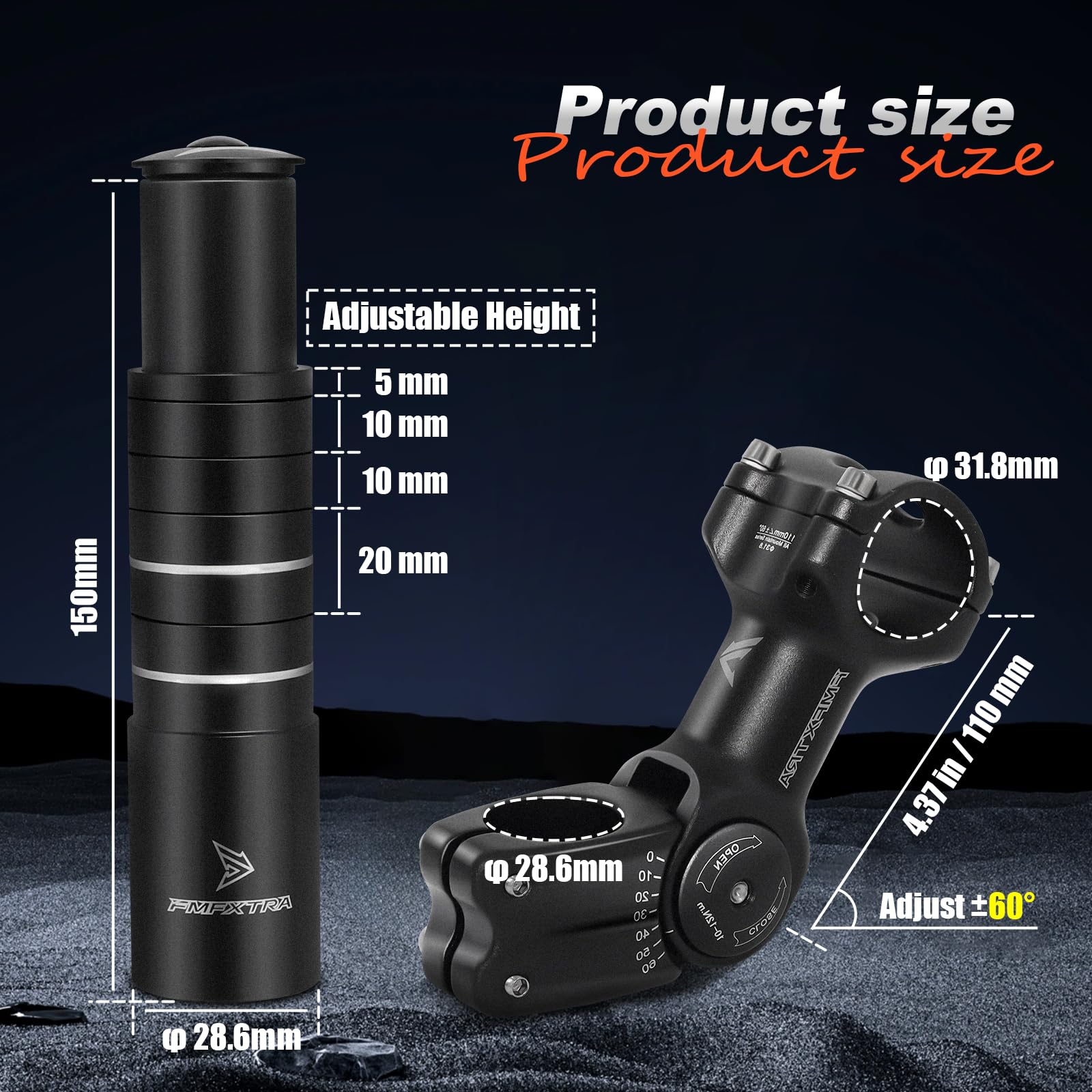 Snapklik.com : Bike Stem Riser & Adjustable MTB Stem, 31.8mm Bike Stem ...