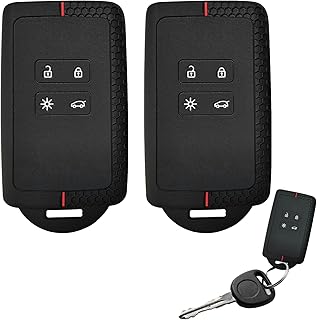 Renault Clio Key Card Case - 2 Pcs Silicone Key Cover, Dacia Compatible - 4 Button (Red-Line)