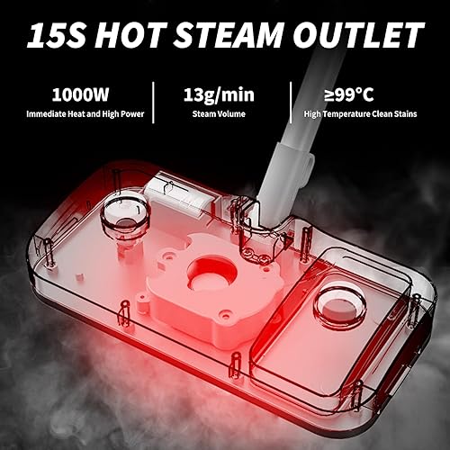 Miniatura 7 de iSunTop Trapeador de vapor con desinfección natural, vaporizador de pisos, limpiador de azulejos, limpiador de pisos de madera dura 15 segundos,