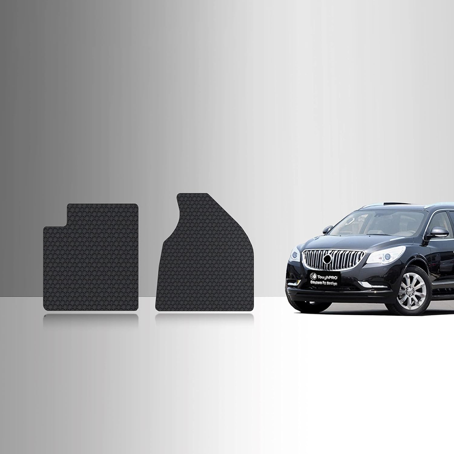 TOUGHPRO Floor Mats Accessories (Front Row Set) for Buick Enclave (2nd Row Bucket Seats) All Weather Heavy Duty Black Rubber 2009 2010 2011 2012 2013 2014 2015 2016 2017