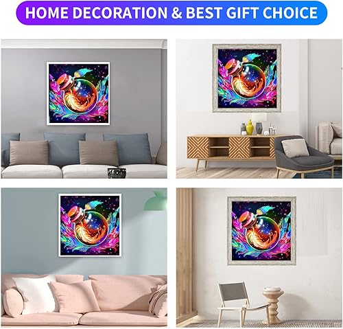 Miniatura 3 de Kits de pintura de diamantes 5D para adultos y niños, botella de deriva redonda de taladro completo con diamantes de imitación, gemas bordadas,