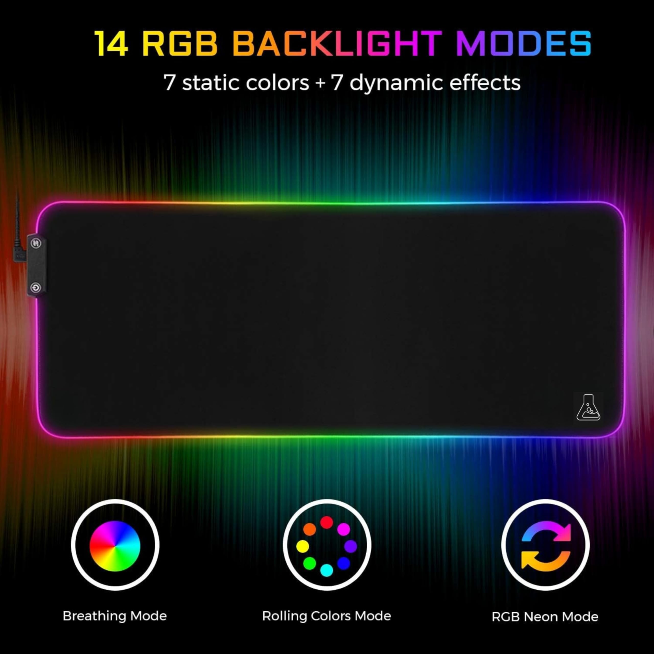 THE G-LAB Pad RUBIDIUM - Tappetino per Mouse RGB - Tappetino per Mouse Gaming XXL - Retroilluminazione LED, Resistente All'Acqua, Tessuto D'Elevata Precisione, Base In Gomma Antiscivolo, 800x300x3mm