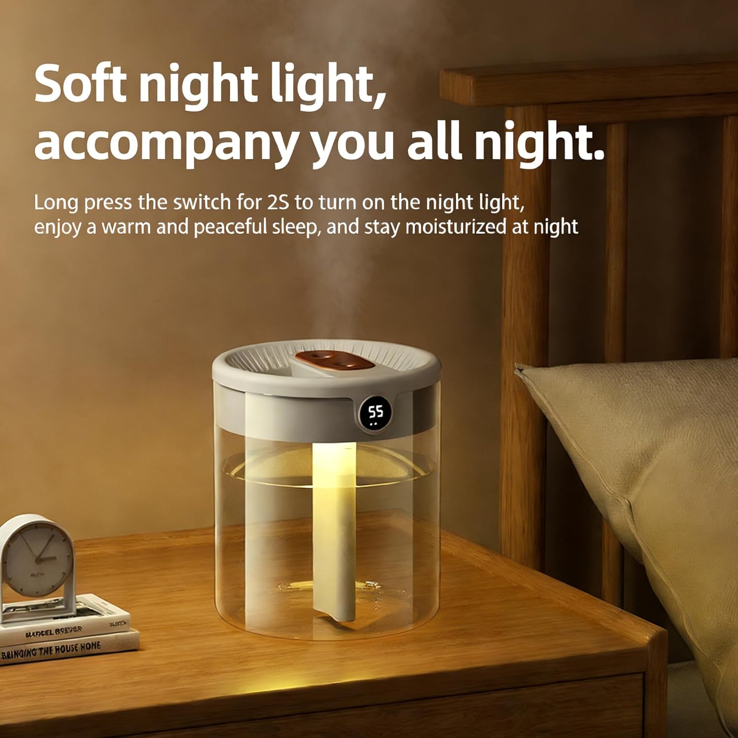 Dreramzy Humidifiers 2026 2L Smart Dreamzy Humidifier for Bedroom Office (White)