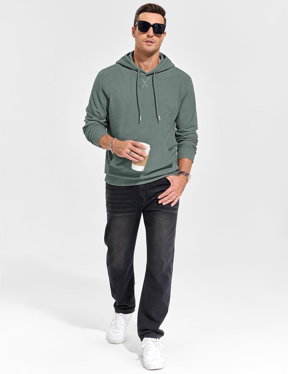 Mens Hoodies Sweatshirts Pullover Kangaroo Pocket Lightweight