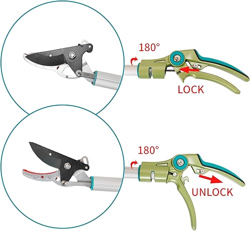 Miniatura 3 de GARTOL Cortar y sujetar podadora de poste, recogedor de frutas ligero de 4.2 pies con mango giratorio de 180, hoja de acero SK5 corta hasta 12