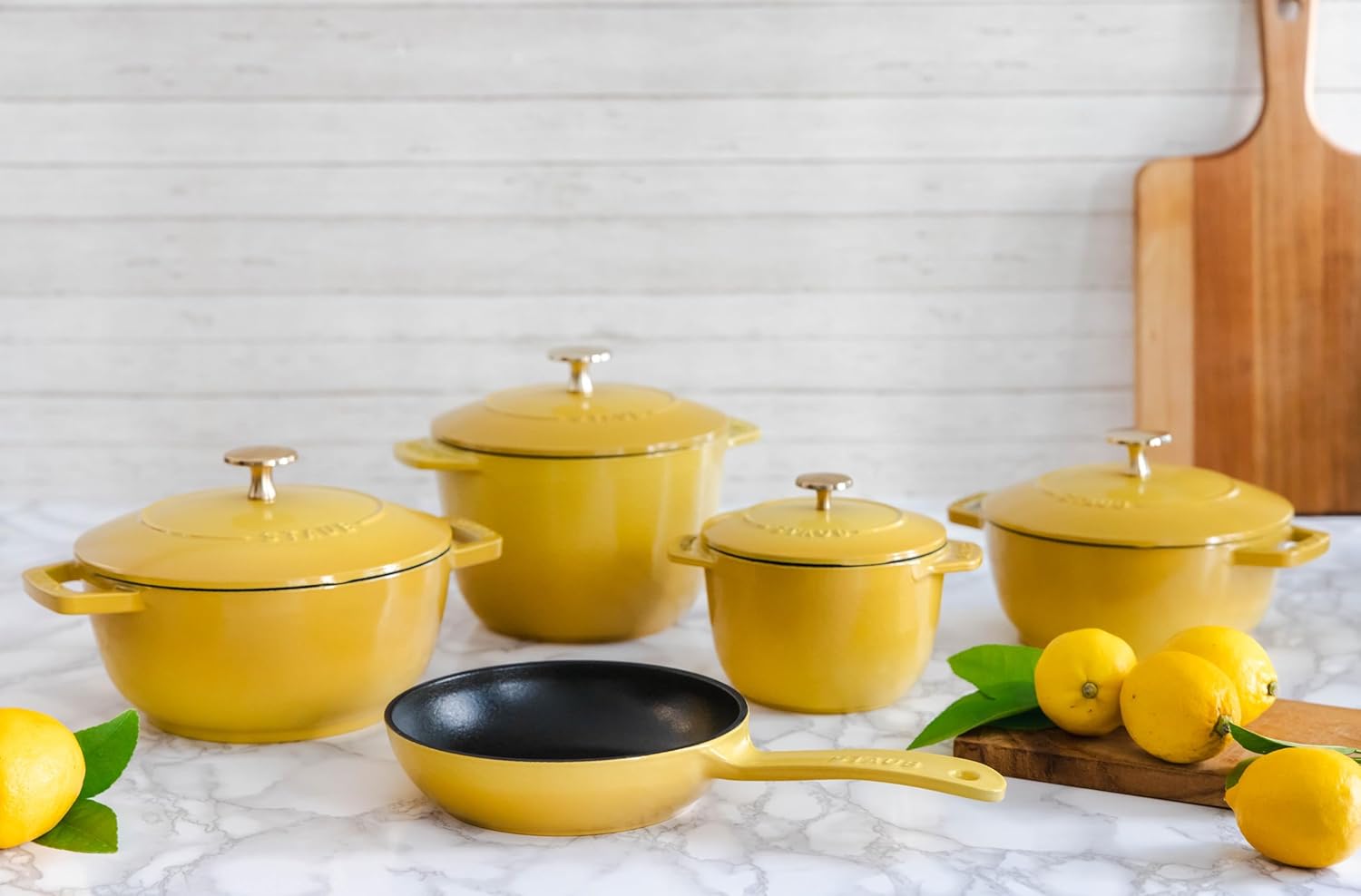 staub Skillet Citron Z1029-936 "Skillet Citron 6.3 inches (16 cm) Frying Pan, Enameled Casting, Iron, Induction Compatible, Serial Number Included