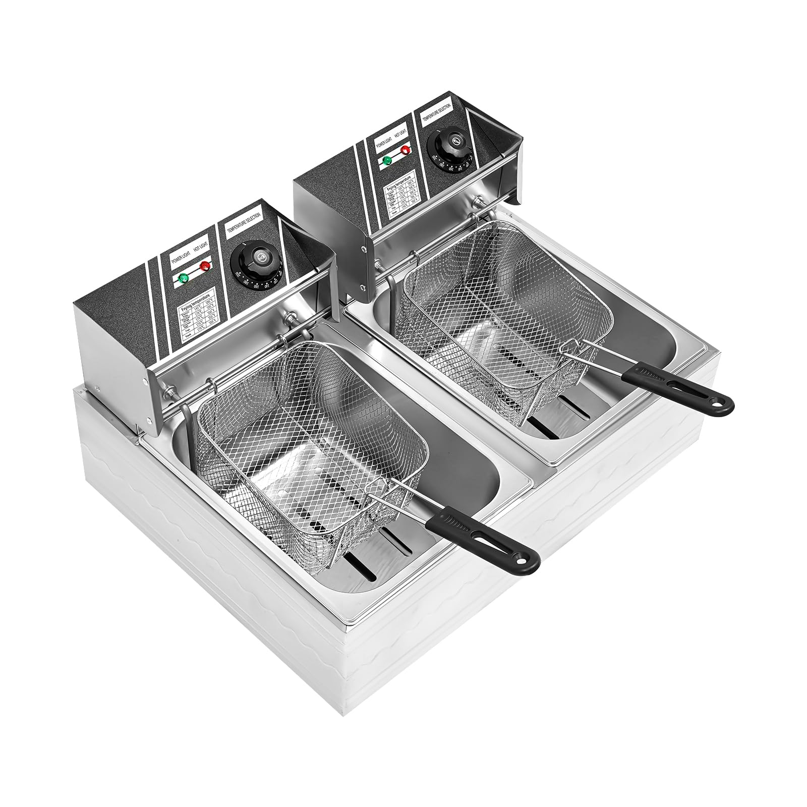 Friggitrice in acciaio inox 6L 12L ad alta efficienza Friggitrice commerciale con quattro piedini in gomma e coperchio, 60-200℃ Friggitrice commerciale per ristoranti, snack bar (friggitrice elettrica