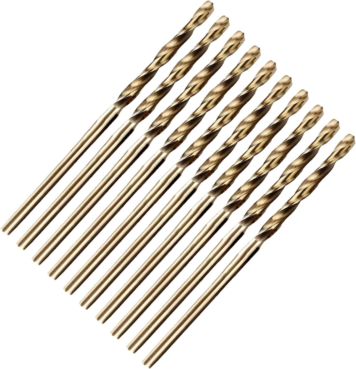 Metric 2mm Diameter Twist Drill Bits M35 HSS Straight Shank Cobalt Drill Bit Set HSS Champagne (10 Pcs)