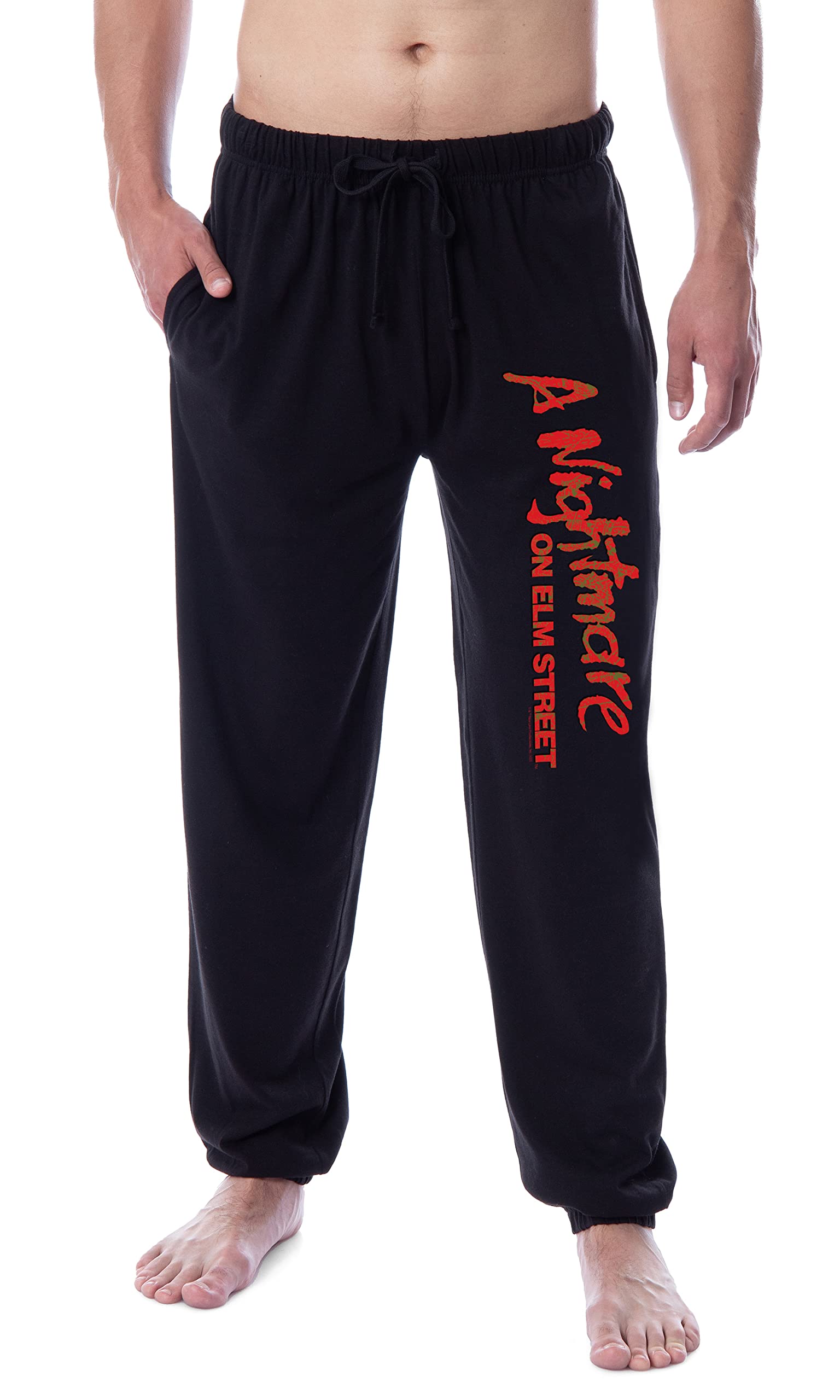Intimo Men's Black A Nightmare On Elm Street ' Movie Logo Title Adult Jogger Pajama Pants (Medium)