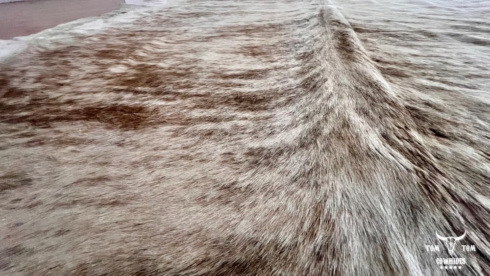 Tom Cowhide Brindle Light Leather Rug 7' x 6', Natural, (ATL)