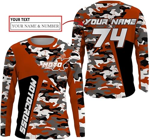 Miniatura 6 de Camiseta de motocross de camuflaje personalizada para mujeres y hombres, UPF30+, camiseta de manga larga MX Racing Motox Off-Road PDT