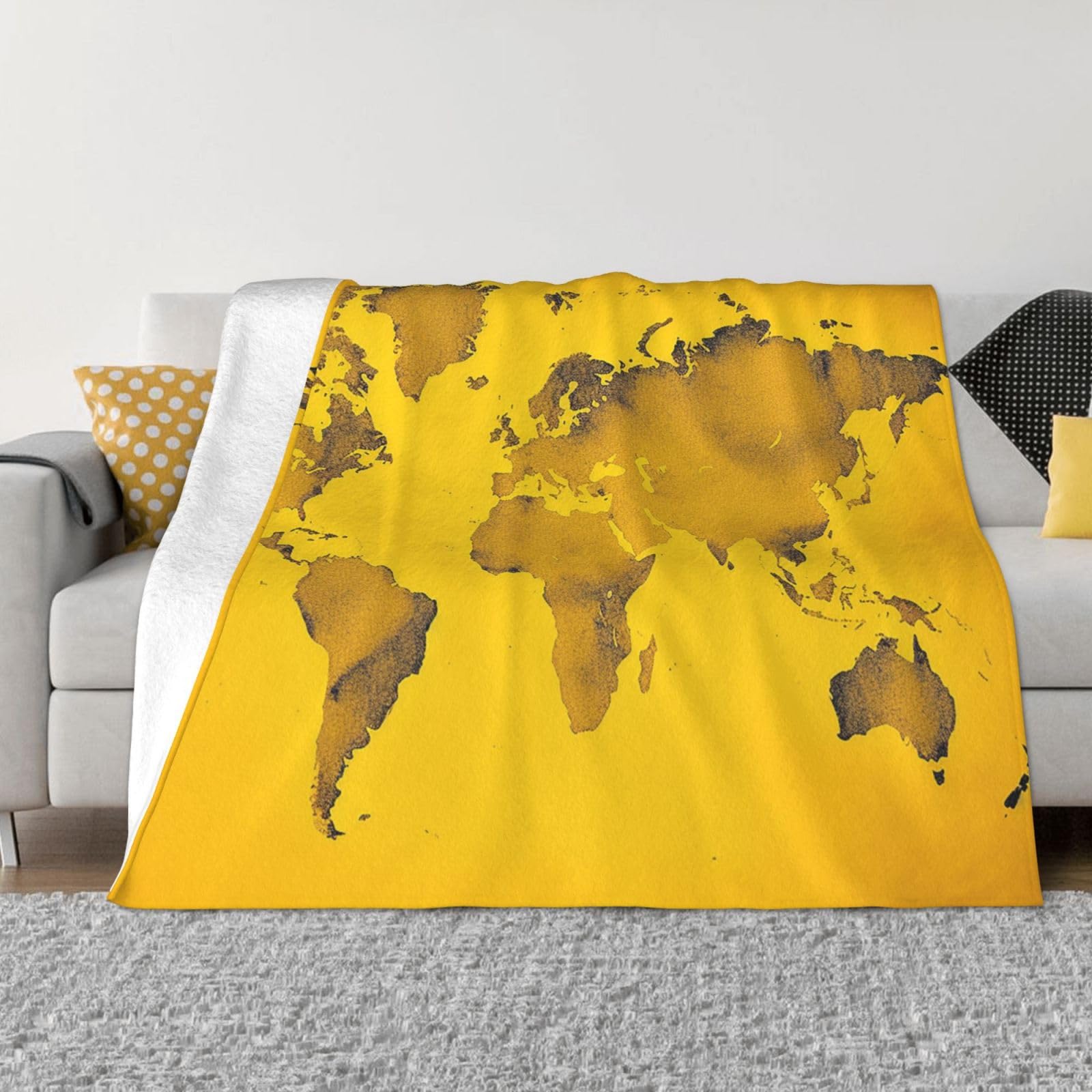 Couverture jaune en flanelle de voyage légère pour camping et bureau