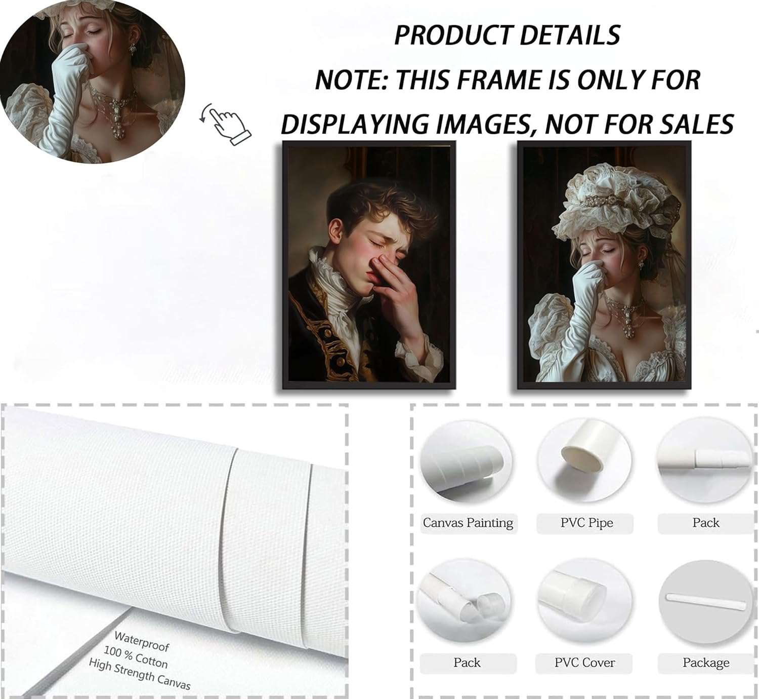 GKQNMU 2pcs Funny Bathroom Portraits Canvas Wall Art Toilet Unpleasant Odor Pinching Nose Prints Posters Vintage Humor Restroom Wall Decor Pictures for Toilet Bathroom Artwork Decoration Unframed - Image 5