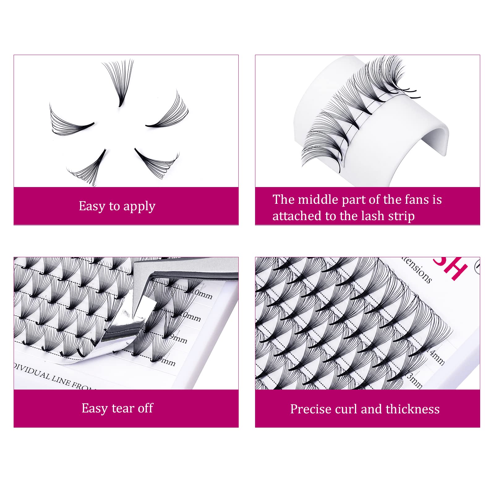 Volumen Ruso 10D 0.07mm C Curl 15mm Prefabricados Extensiones de Pestañas Volume Lashes Extension Ruso Pestañas — view 206