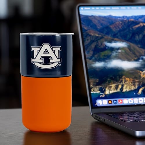 Miniatura 476 de Rico Industries NCAA Miami of Ohio Redhawks - Vaso de cerámica de 16 onzas con agarre de silicona, grabado láser profundo, diseño de color negro