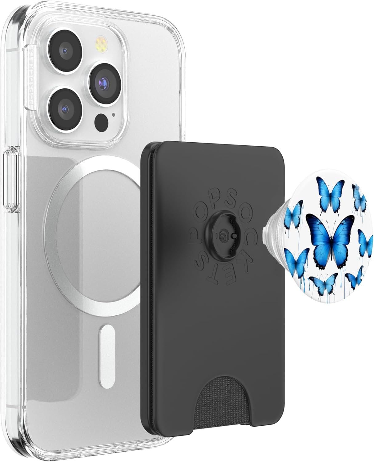 Cute Blue Butterflies PopSockets PopWallet for MagSafe