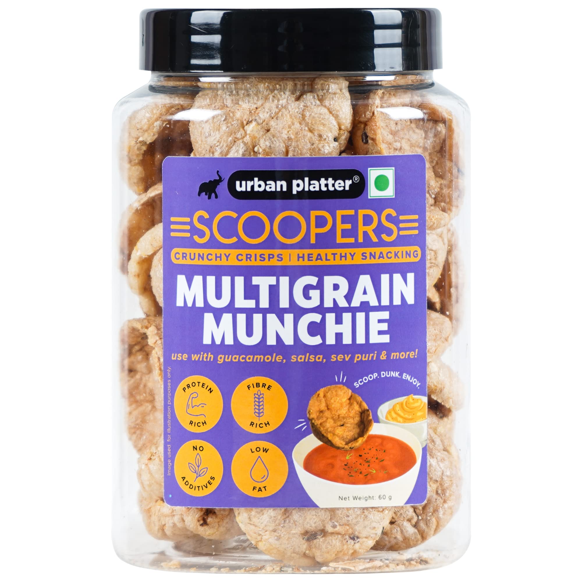 Urban Platter Scoopers Multigrain Munchie, 60g (Crunchy Crisps Made with Popped Multi-Grains and Seeds for Healthy Snacking) (B09NBN553G) Amazon Price History, Amazon Price Tracker