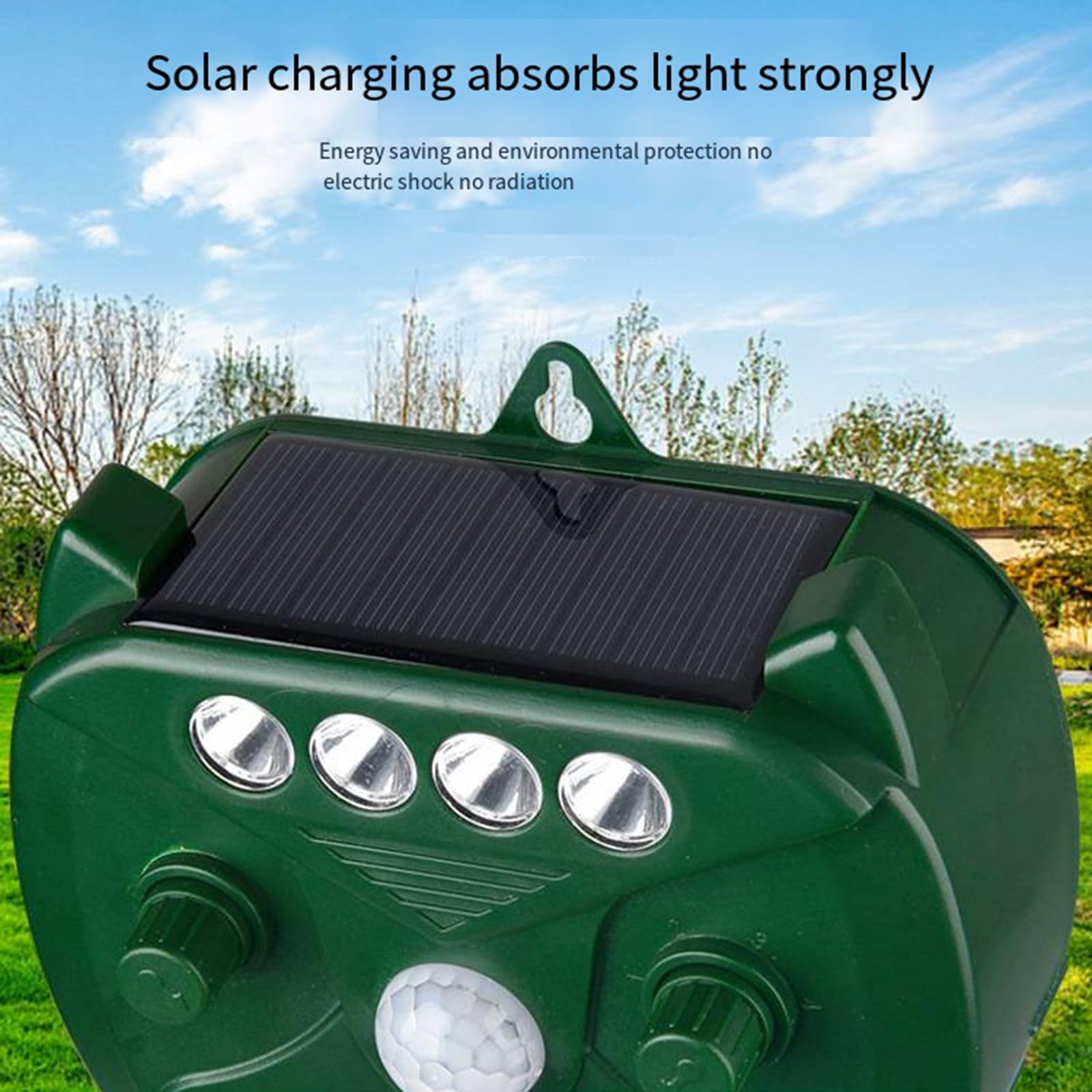 Solarny odstraszacz myszy ultradźwiękowy odstraszacz ptaków farma sadownicza z lampą błyskową na podczerwień do odstraszania kotów i psów, 2 sztuki