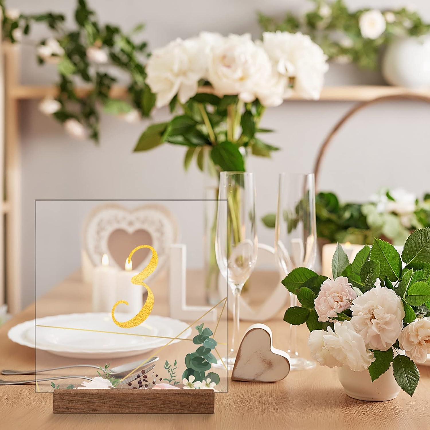 Roowest 24 Pcs 4.5x1.1 Inches Wood Place Card Holders Table Number holders for Thick Sign Rustic Menu Stands for Wedding Birthday Easter Party Decoration - Image 4