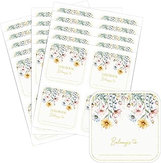 CRASPIRE 60pcs This Book Belongs to Stickers Plates Labels 2 x Inch Flor...