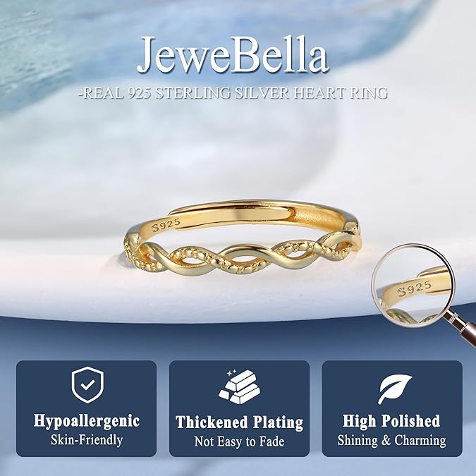 3 Pièces Bague Argent 925 Femme Reglable Bague Zircone