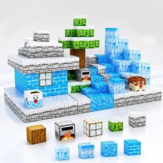 JYORA Minecraft Magnetic Blocks 54 PCS Snow Theme | Minecraft Building Blocks Set with Storage Bag & Idea Guide | Strong M... Price In India