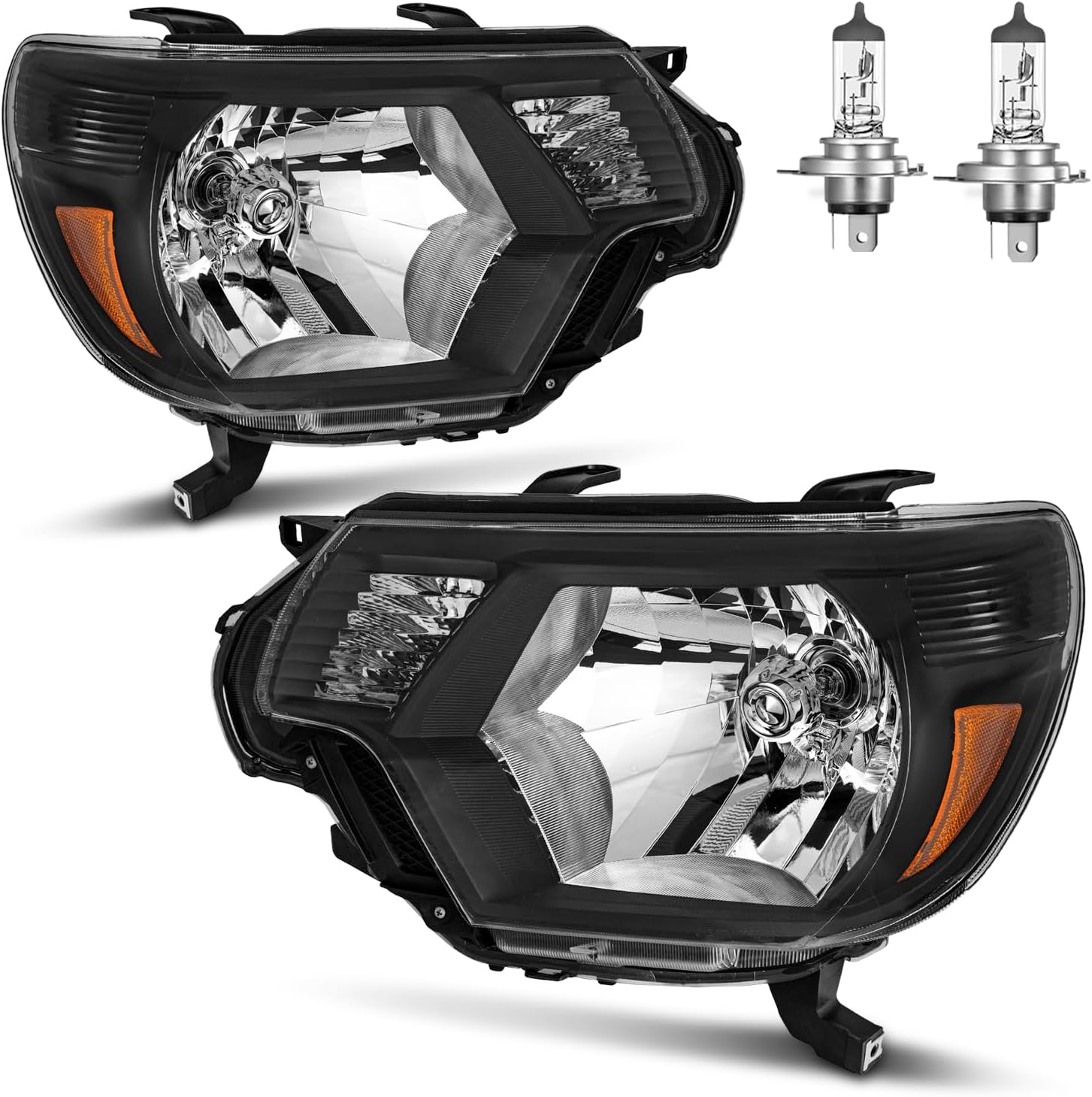 Headlights W/Bulbs for 2012 2013 2014 2015 Toyota Tacoma Halogen Headlamp Replacement Driver & Passenger Side