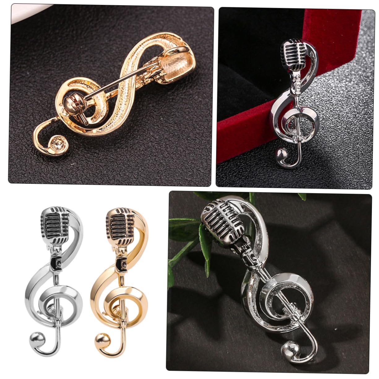 Jewellery Adesivi per Piastre in Acciaio Microfono Donne Accessori Classici Accessori per la Fascia Europea e Americana Fascifica della retrò DECARE Musica A ZINCI Jewellery