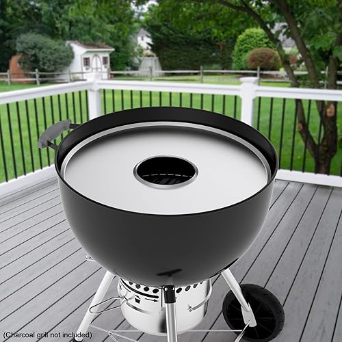 Miniatura 5 de Stanbroil Plancha redonda para parrillas Weber de carbón de 22 pulgadas, accesorio de parrilla de acero inoxidable con parte superior plana