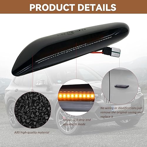 Miniatura 3 de NTNEV Conjunto de lámpara de señal de giro con marcador lateral LED, lámpara intermitente de guardabarros delanteros de ámbar secuencial dinámico,