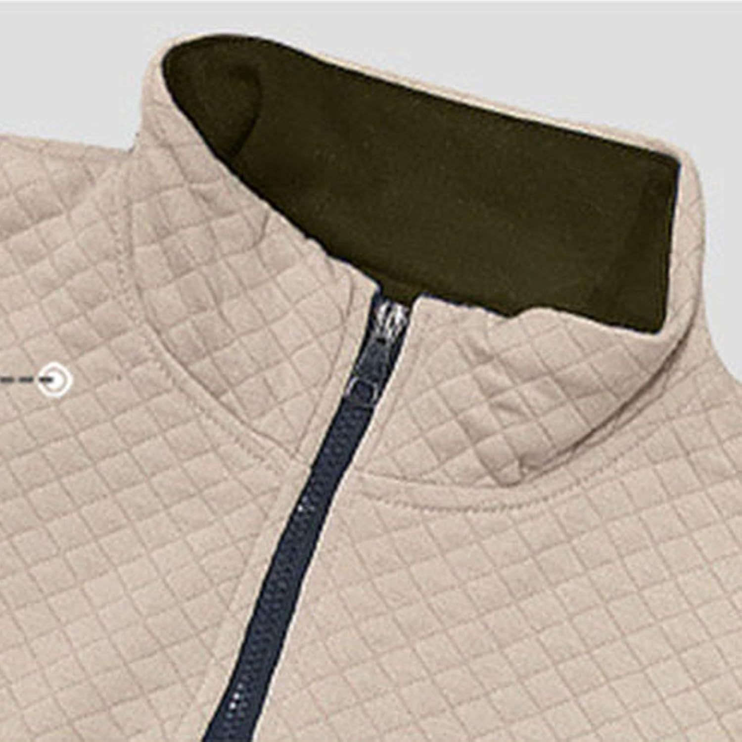 Men's Quarter Zip Quilted Cargo Set Colorblock Fleece Sweatsuit