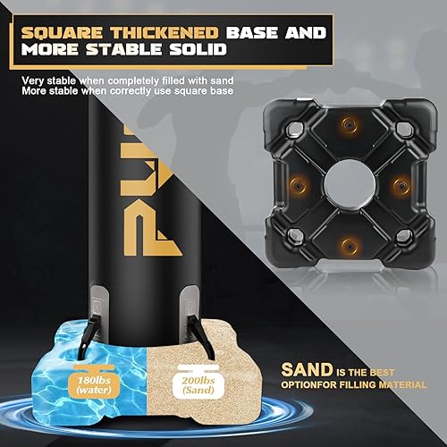 Miniatura 5 de Bolsa de boxeo pesada con soporte para adultos y adolescentes, saco de boxeo inflable independiente con guantes, para hombres y mujeres, juego de