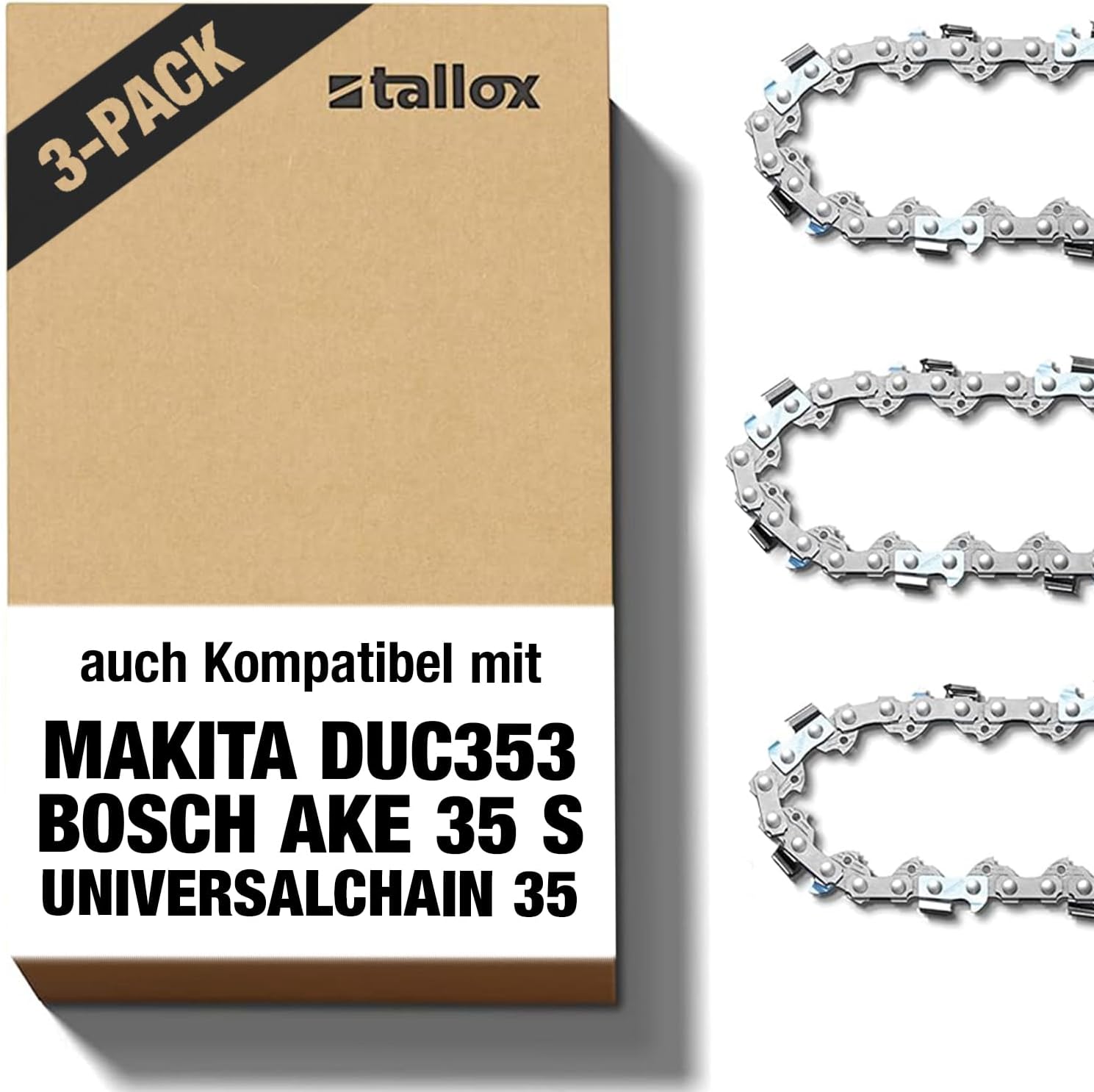SECURA Sägekettenset – 4 Ketten + 1 Schwert 50 Cm Für STIHL | 3/8' 1,6mm 72TG, Kompatibel Mit Vielen Modellen