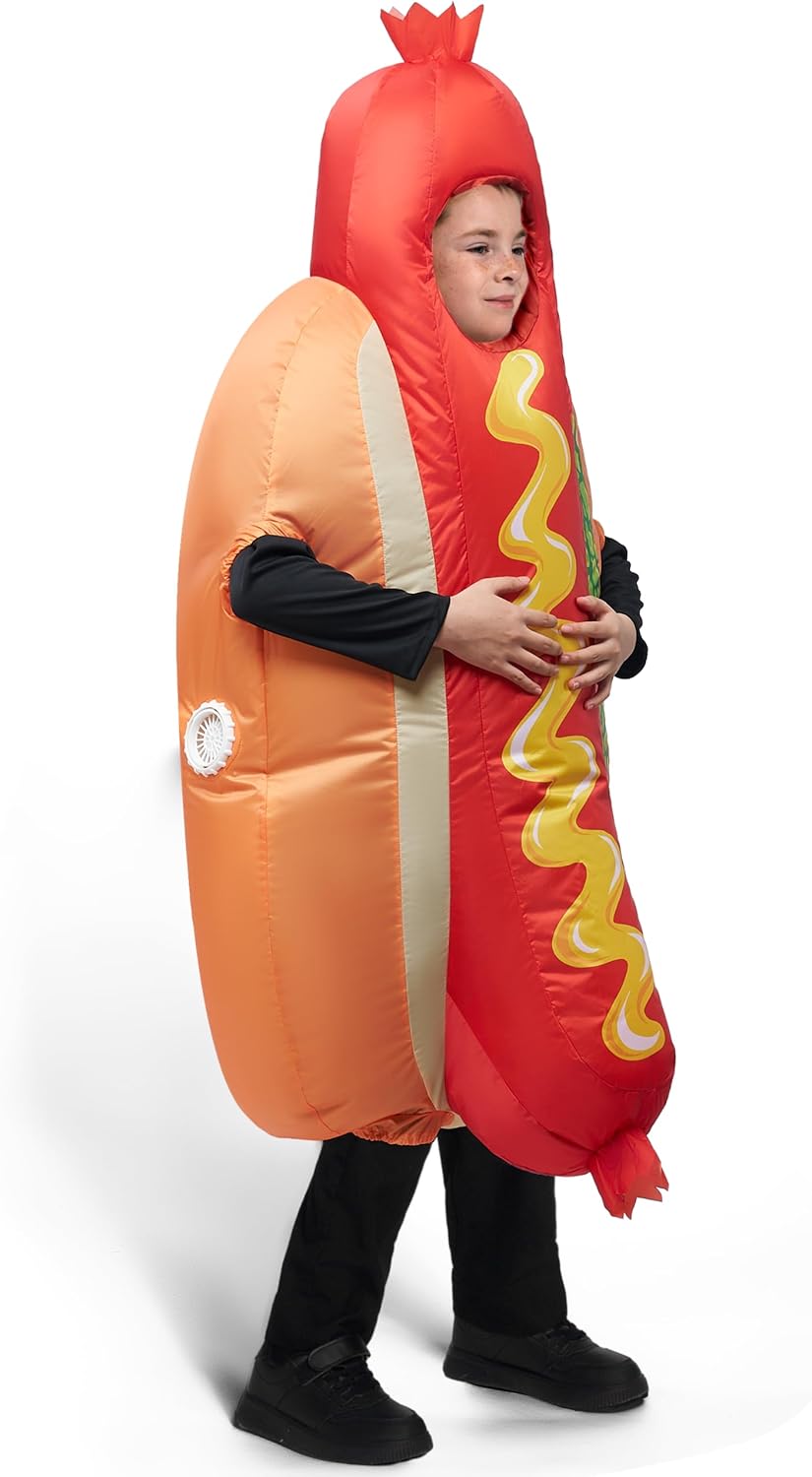 Spooktacular Creations Kids Inflatable Costume, Full Body Air Blow Up Hotdog Costume, Hotdog Inflatable Costumes for Halloween Costume Dress Up Food Themed Parties Multicolor - Image 3