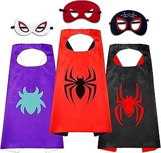 TEEHOME 3 Pack Spider Team and His Amazing Friends Capes and Masks for Kids Birthday Party Favors - Dress-Up Costume Set - Superhero Supplies, Decorations, Halloween Costumes, Gifts for Boys & Girls - Buy now