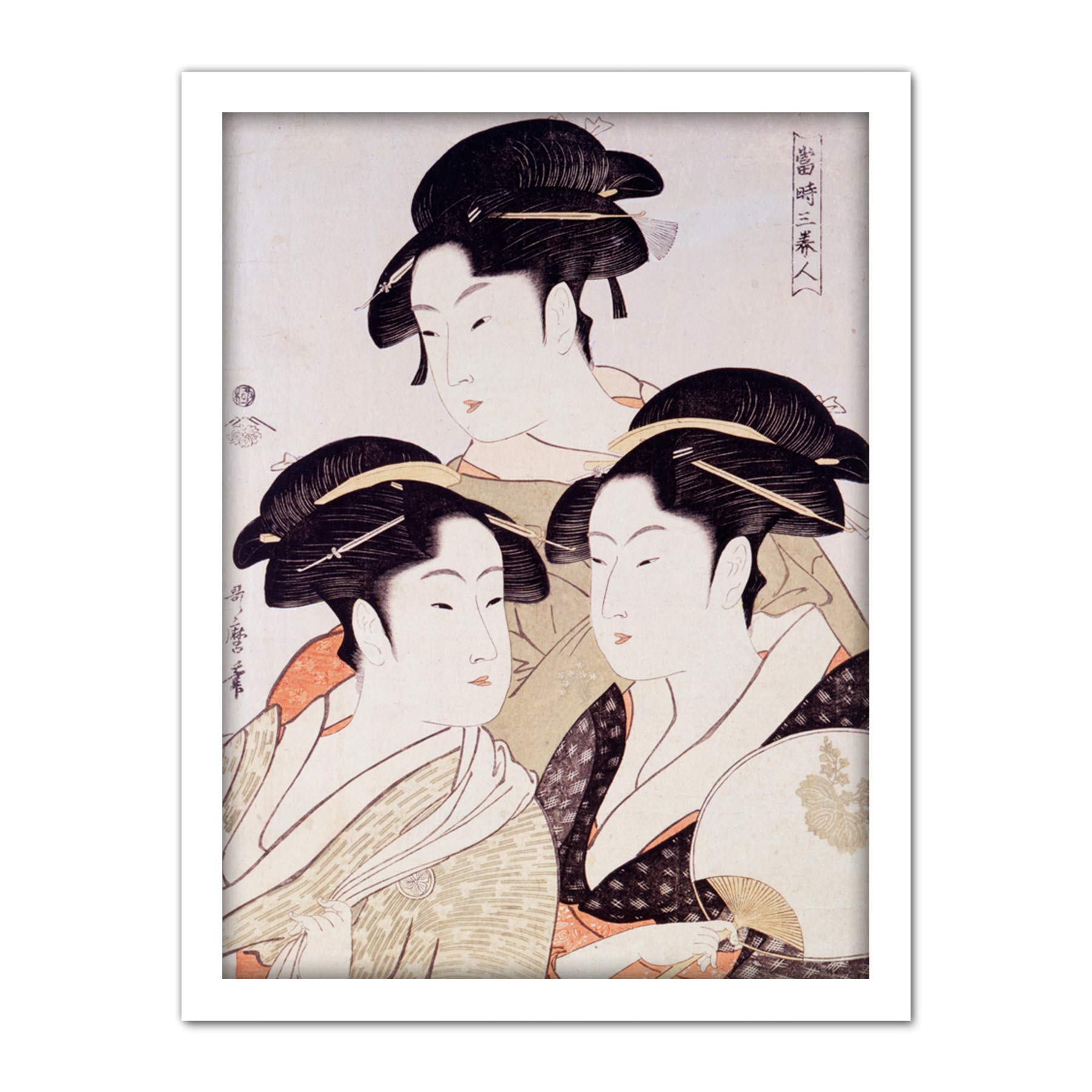 Kitagawa Utamaro Three Beauties Of The Present Day Large Framed Art Print Poster Wall Decor 18x24