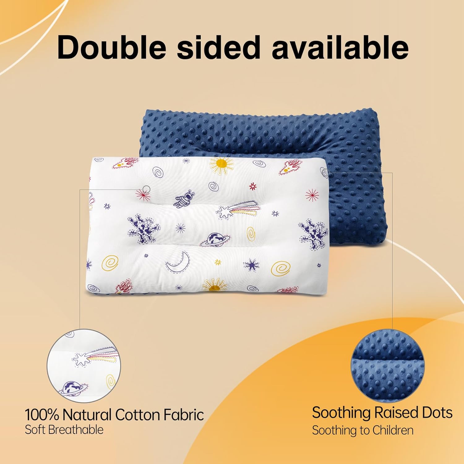 1Pc Toddler Pillow with Soft Minky Dot Fabric,19X11inches Machine Washable,100% Cotton Kids Pillows for Sleeping,Breathable and Skin-Friendly,Kids Sleeping Pillow for 2-6 Year Old (Blue) - Image 3