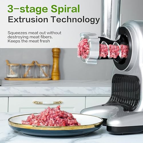 Miniatura 3 de 5 en 1 máquina exprimidora de masticación, exprimidor eléctrico lento con canal de alimentación de 3 pulgadas, picadora de carne, máquina de