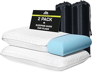 BOZEMAN OUTDOORS Camping Pillow 2 Pack — Camp Pillow, Memory Foam Pillows 2 Pack — for Sleeping Bag & Hiking, Reliable & Comfortable