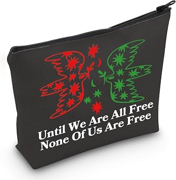 JXGZSO Free Palestine Pouch Bag Until We Are All Free None Of Us Are Free Makeup Bag Palestinian Gift Us Are Free Bag
