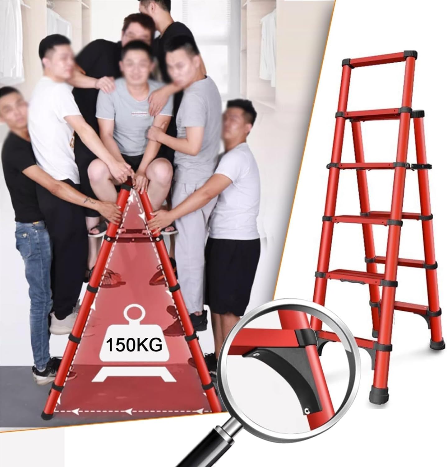 attic ladders Aluminium Telescopic Ladder Portable Household Outdoor Cleaning Repairing Work Multi-Purpose Extension Ladder(4Step/3.4FT)