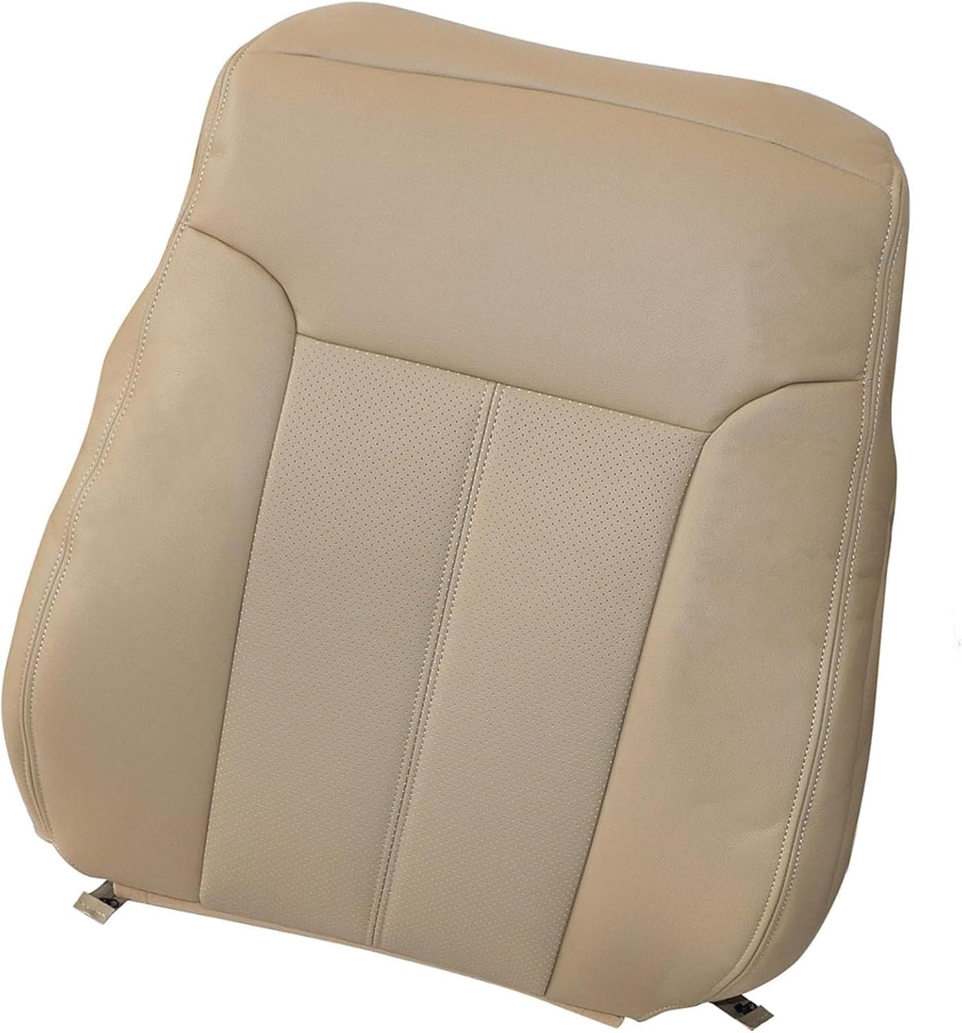 GXARTS Adobe Tan Driver & Passenger Side Bottom & Top Lean Back Seat Cover & Driver Foam Cushion Replacement Perforated Leather Fit for Ford F250 F350 F450 F550 2011 2012 2013 2014 2015 2016