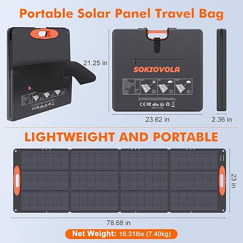 Miniatura 2 de N-Type 16BB 200W Panel solar portátil para EFJackeryBluettiAnker Power Station 20V Panel solar plegable 25% alta eficiencia IP68 impermeable para